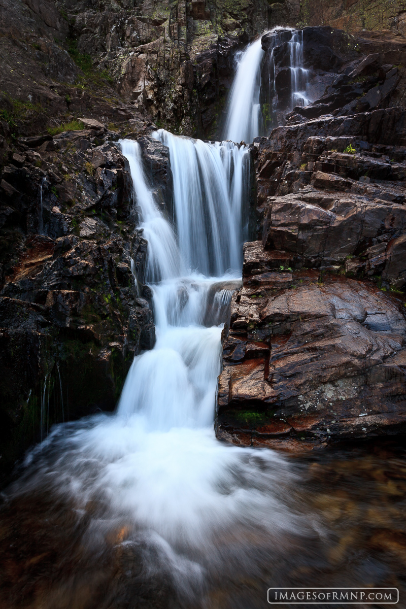 This is one of my favorite waterfalls in Rocky Mountain National Park, located quite a distance from any trail. It seems to be...