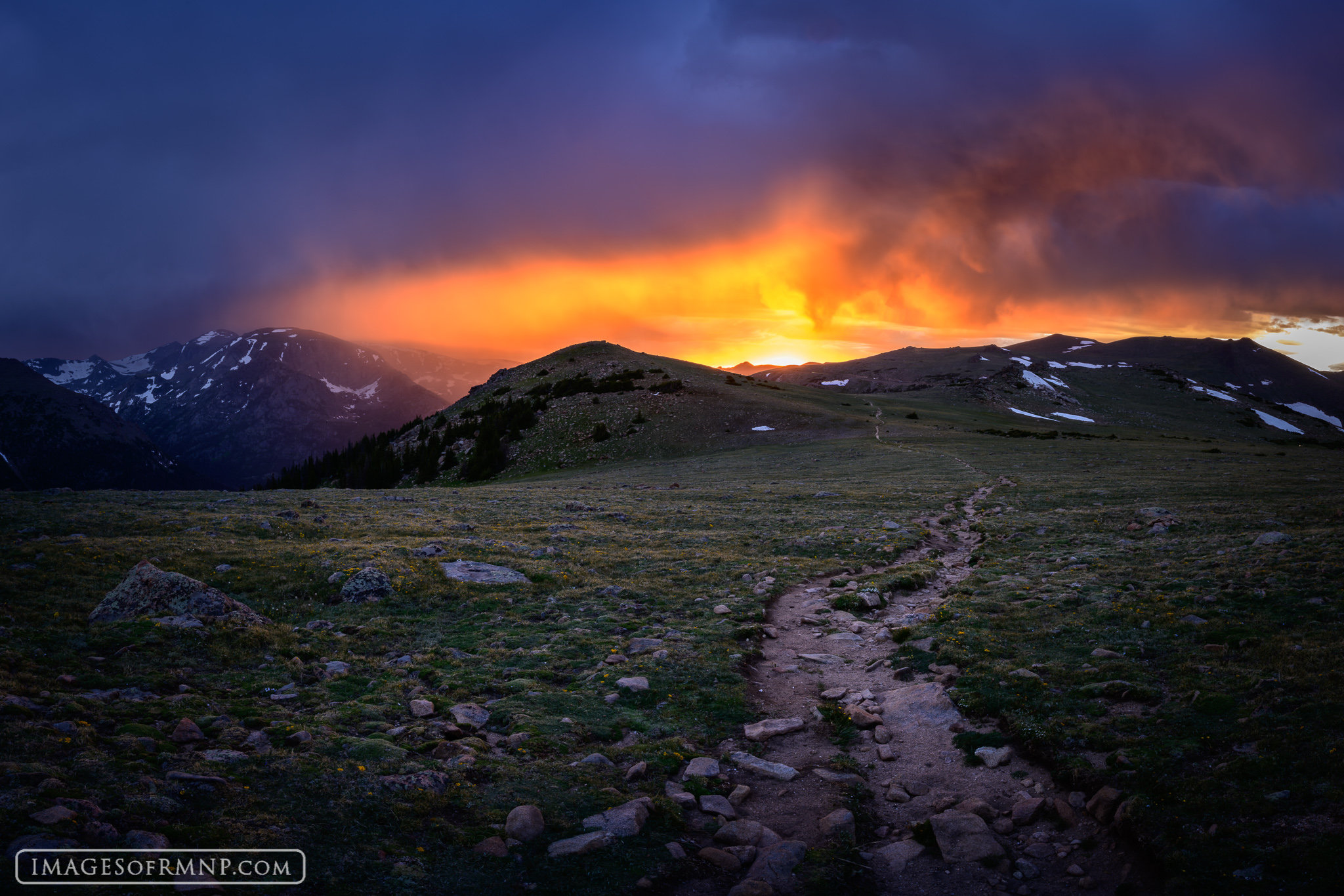 On a summer evening as a powerful thunderstorm finally breaks, the western sky appears as if it has caught on fire. This ever...