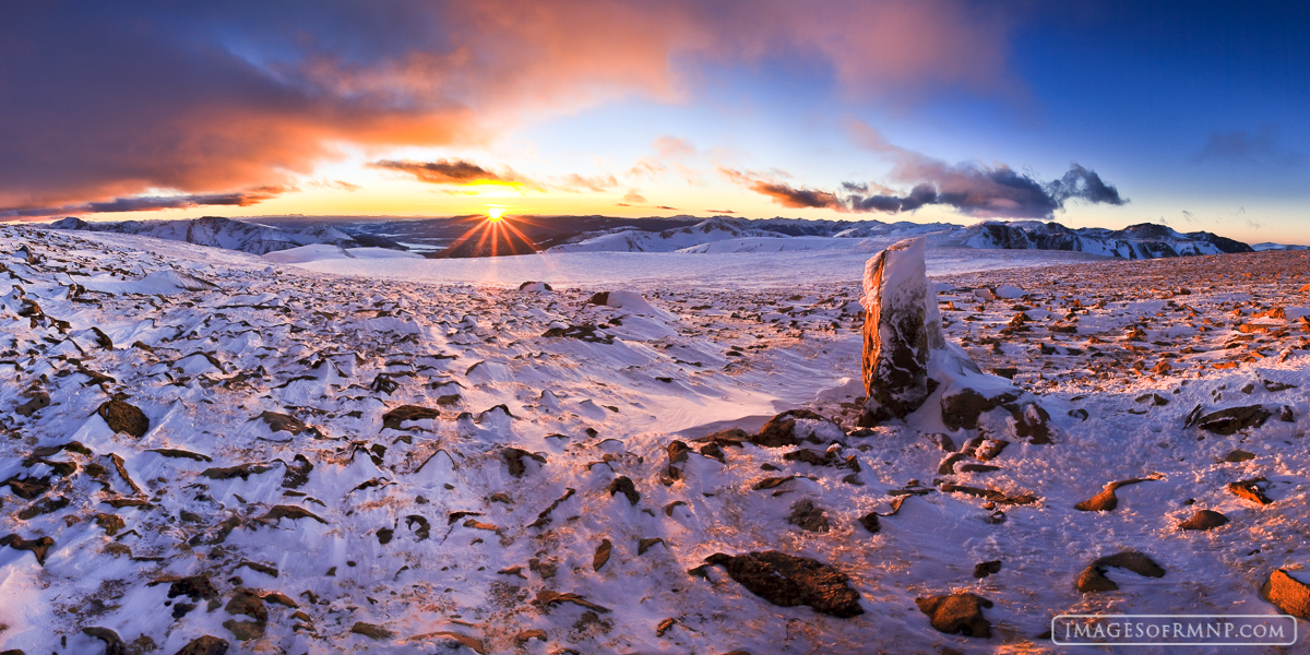 February Tundra Sunset Pano Continental Divide, Rocky Mountain