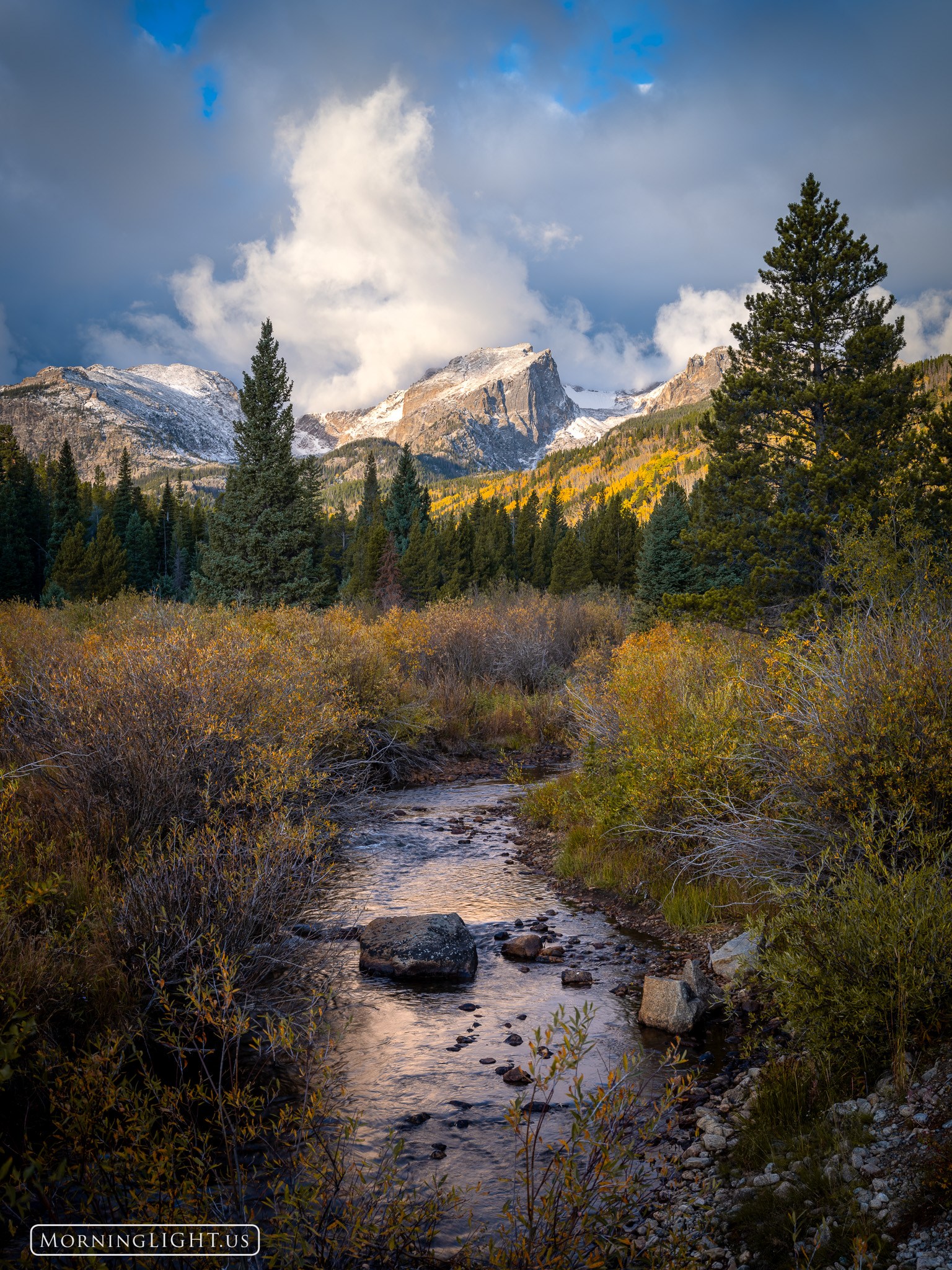 Hallett Peak is always a gorgeous mountain, yet once in a rare while it is truly extraordinary. On this autumn morning everything...