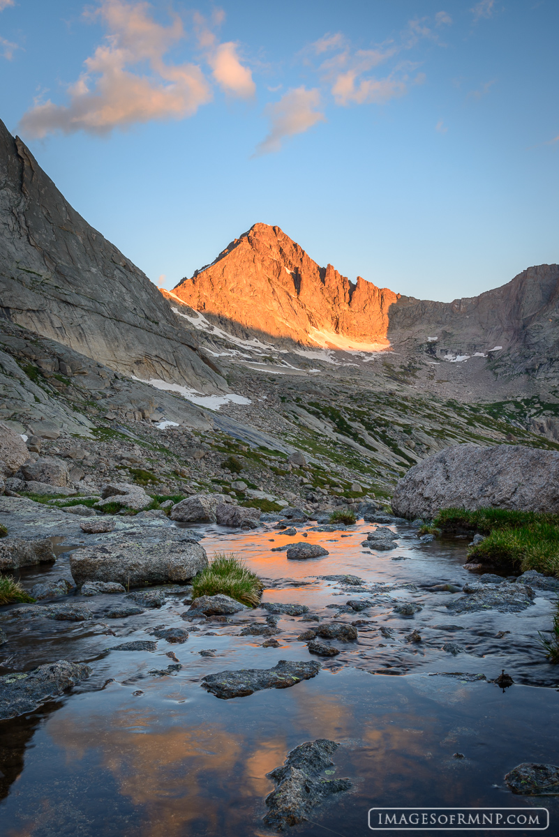 McHenrys Peak is warmed by the morning light.