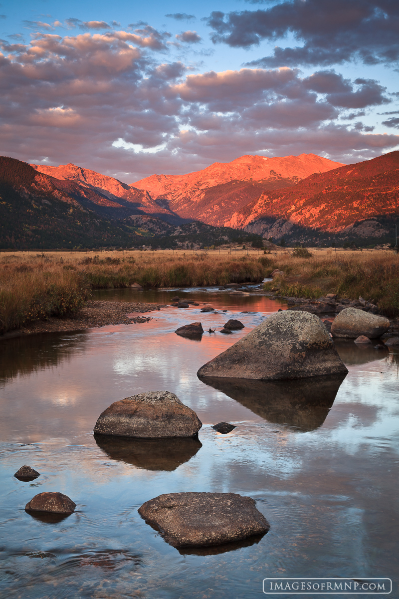 A dramatic autumn sunrise in Moraine Park, Rocky Mountain National Park.