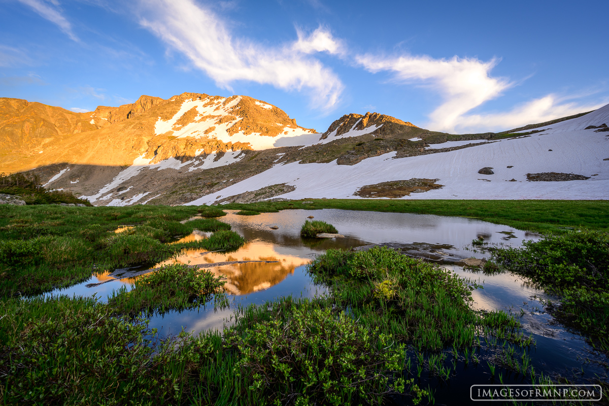 On a wet summer you'll find a thousand small tarns in Rocky Mountain National Park. Each and every one of them is different...