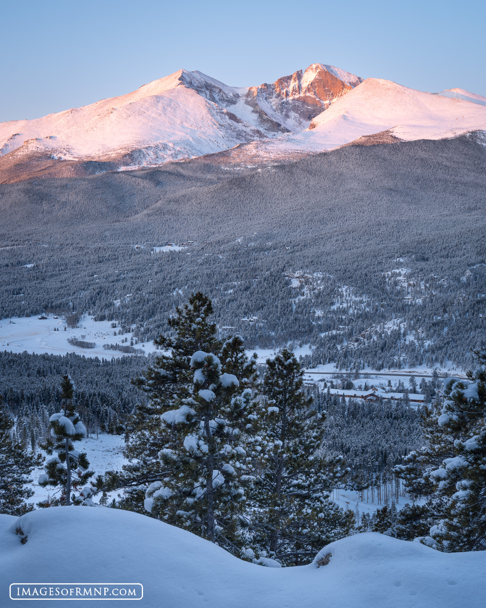Longs Peak, the highest mountain in Rocky Mountain National Park, towers over Highway 7 as it surveys the world from a towering...