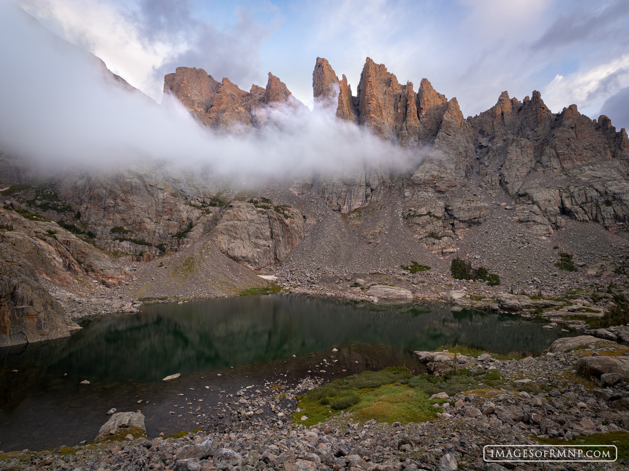 One of the places in Rocky Mountain National Park where the mountains touch the sky is at the dramatically beautiful Sky Pond...